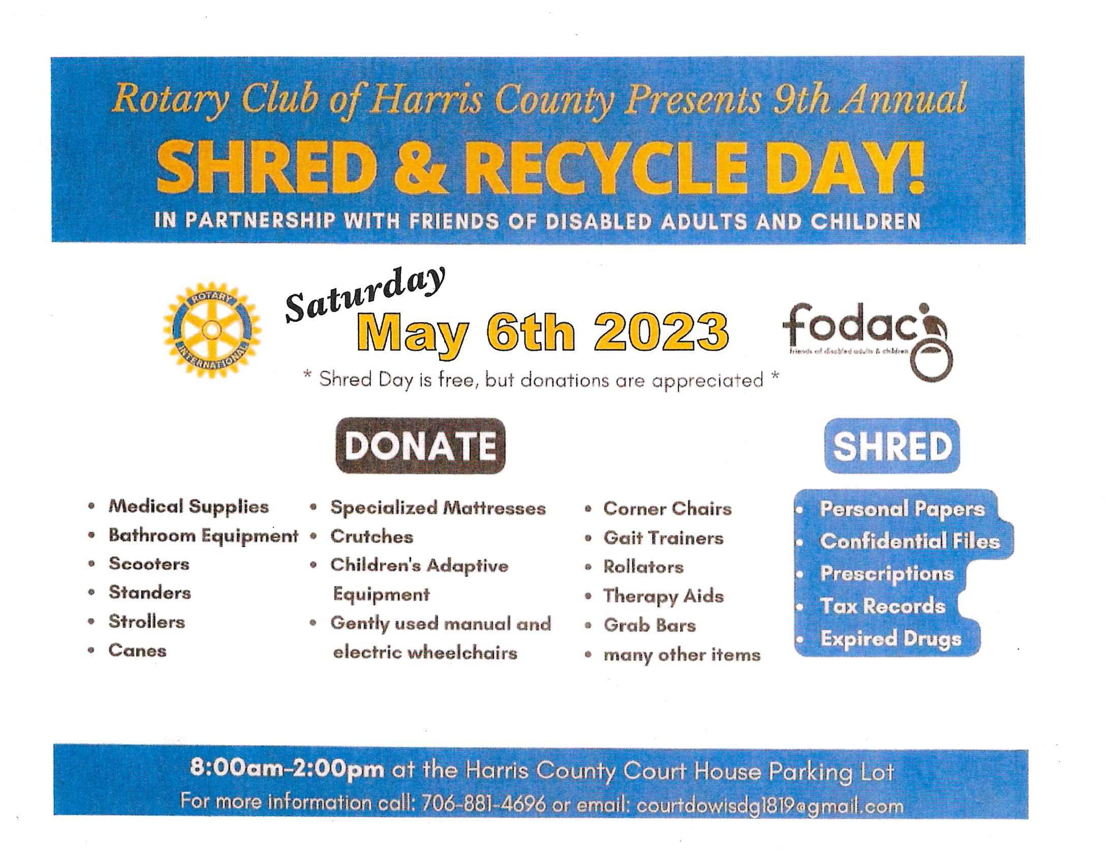 Shred & Recycle Day - Harris County, Georgia